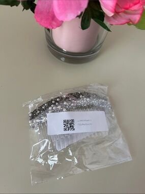Pearl and Black Crystal Hair Comb Set